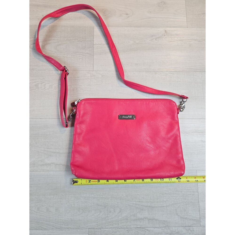 Grace Adele Magenta Pink Pebble Crossbody Purse Card Slots Floral Lining